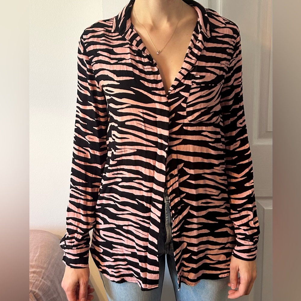 Ganni zebra print crepe skirt